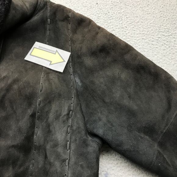 Vintage 100% Lambskin Shearling Long Coat Womens Large Suede Fur Lined Button - Picture 8 of 14